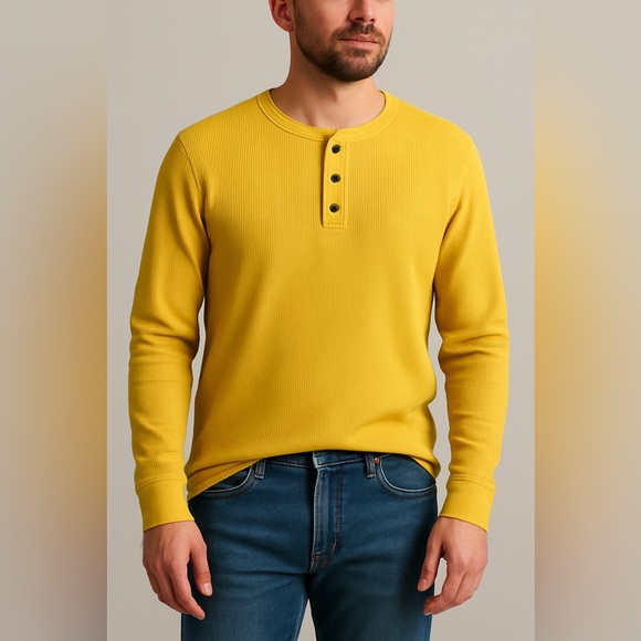 Urban Pipeline Mustard Henley Shirt - Picture 1 of 5